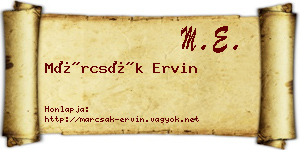 Márcsák Ervin névjegykártya